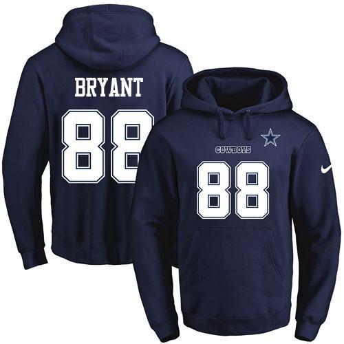 Nike Cowboys #88 Dez Bryant Navy Blue Name & Number Pullover NFL Hoodie